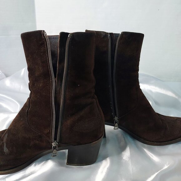 Prada Brown Suede Ankle Boots Women’s EU 38.5 Very Good Used Condition Designer - Picture 6 of 16